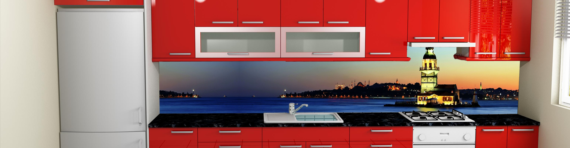 Mutfak tezgah arasý cam panel uygulamalarý